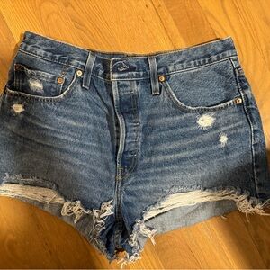 Levi's Blue Distressed Jean Shorts